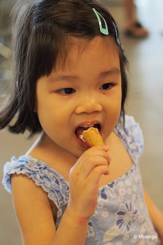 Just 18 months ago, we first fed her ice-cream and she didn't like it one bit. Now, she's a believer.