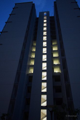 Staircase lighting for a couple of blocks are switched on though.