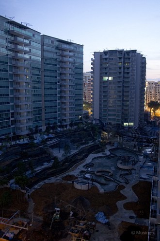 No, none of the residents have moved in yet. The lights are probably from some of the workers in the unit there.