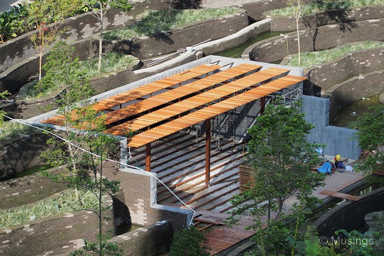 Veranda of the library looks great, though wood floor decking is still yet to complete.