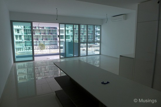 Pretty sizable living and dining area.