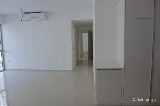 Looking from the living room and into the bedrooms.