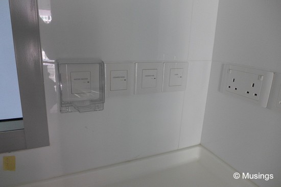 Appliance switches in the kitchen.