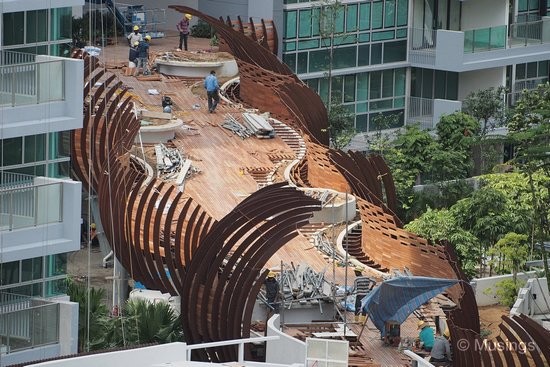 Wood surfacing at Contemporary Bridge still in-progress.