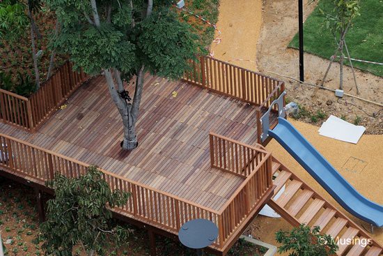 The Treehouse has been completely fenced up, and also fitted with climbing steps.