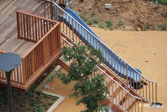 The Treehouse children's playground has received steel railings for its staircase.