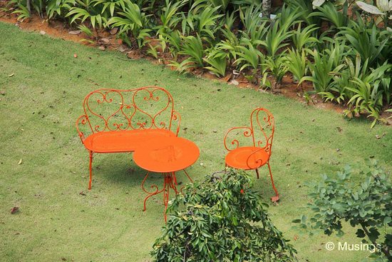 Very quaint looking tables and chairs at the Croquet Lawn. Perfect for tea-time.