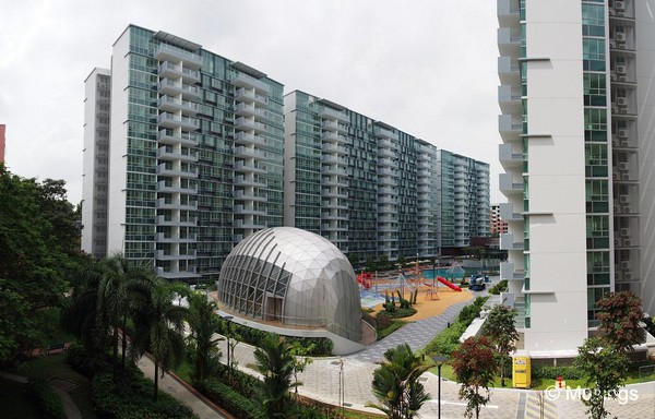 Panoramic stitch from the 5th level of the opposite HDB block.