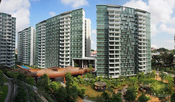 Blocks 12 and 14 has seen from my balcony. Our unit overlooks the cascading waterfall and Amazonian lily pond. There's lots of space in between opposite blocks too. 