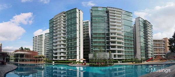 Blocks 10 as seen from across the huge main pool. No one was swimming at this time in the morning.