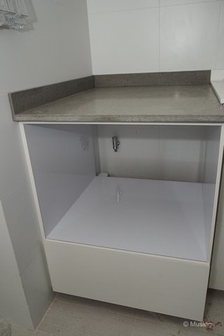 The dishwasher cabinet. Pretty simple design and to house the Bosch half-height dishwasher we just placed an order for over the weekend. The water inlet and drainage outlet were originally part of the kitchen layout, but we drew an additional power point on the side of the cabinet for the appliance.