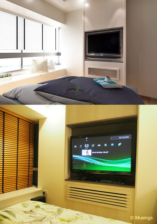 The Feature wall and TV console deck in the Master Bedroom.