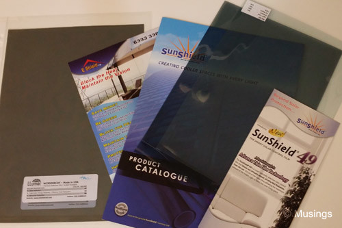 Lots of brochures and flyers from window film contractors.