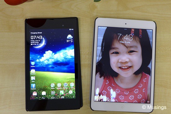 The Google Nexus 7 and iPad Mini Retina, both from 2013's line-up.