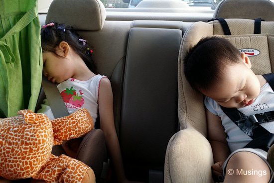 Driving home at weekday's end. We love watching kids sleep; so peaceful and in their own world.