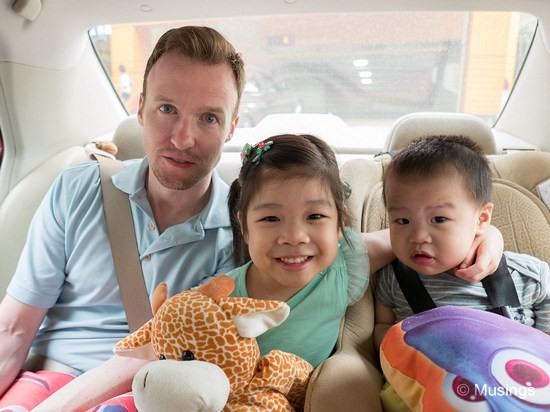 Cosy fit in our Nissan Latio for our three rear-seat passengers.