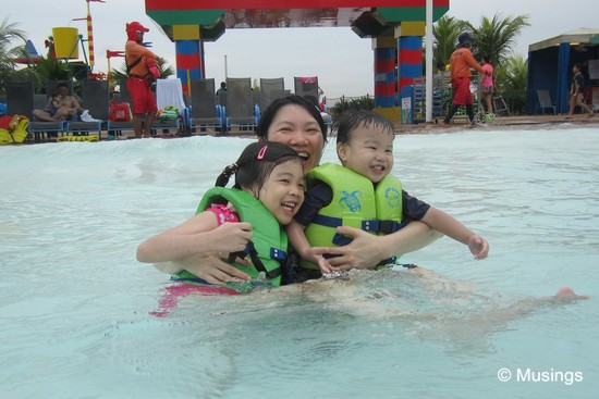 The wave pool at the Waterpark. The gently bobbing waves make for lots of fun, though the pool is also quite popular and can get crowded.