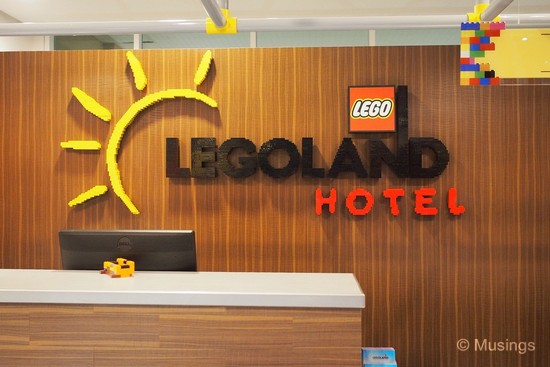 The name of the Hotel made up of Lego bricks.