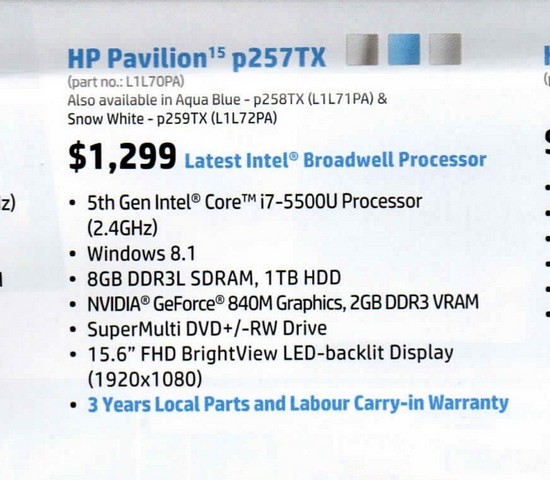 Got it for a lot cheaper than the Recommended Retail Price on the August 2015 HP Retail Guide.