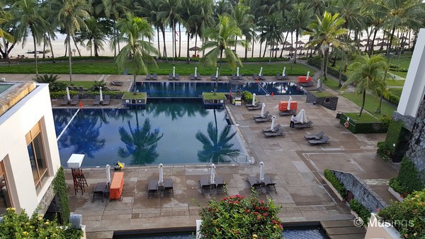 The main pool as seen from the concierge on the top-floor.