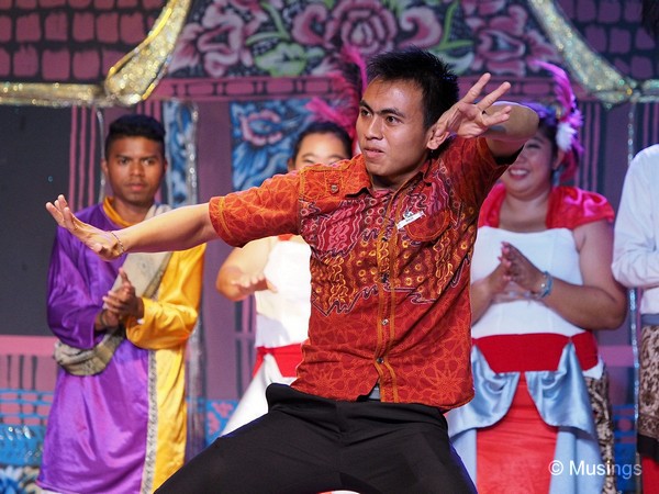 The dance choreographer of the fourth night showing his moves.