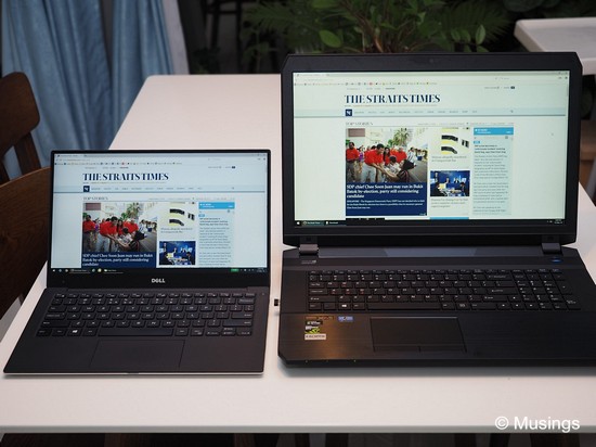 Beside my Dell XPS 13. Brightness and contrast on the S17 doesn't quite match up to the XPS 13. 
