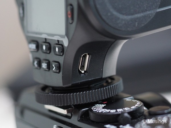 A micro-USB port for charging... on a flashgun. Amazing!