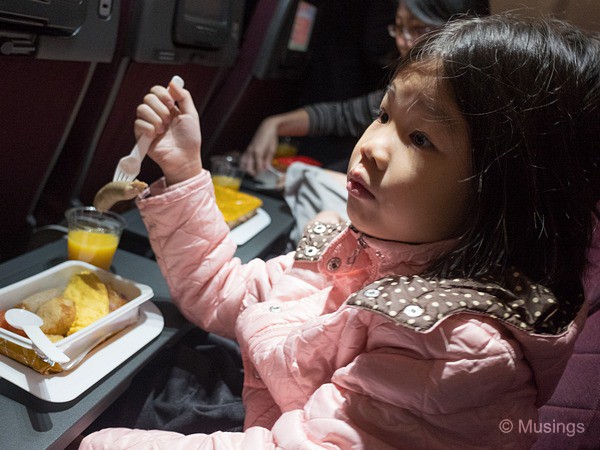 Breakfast on the plane. Tuck-in at Changi before boarding!