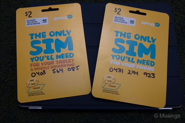 Optus data SIM cards for the family.