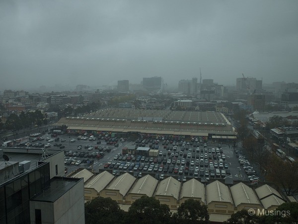 Facing Queen Victoria Market - cold Melbourne morning... at 1115 hrs!