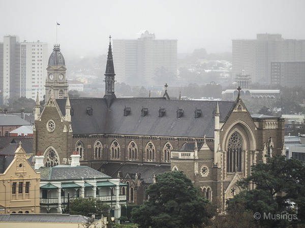 A view from our room and using the 40-150mm. According to Google Maps, this should be the St Mary Star of the Sea Catholic Church.